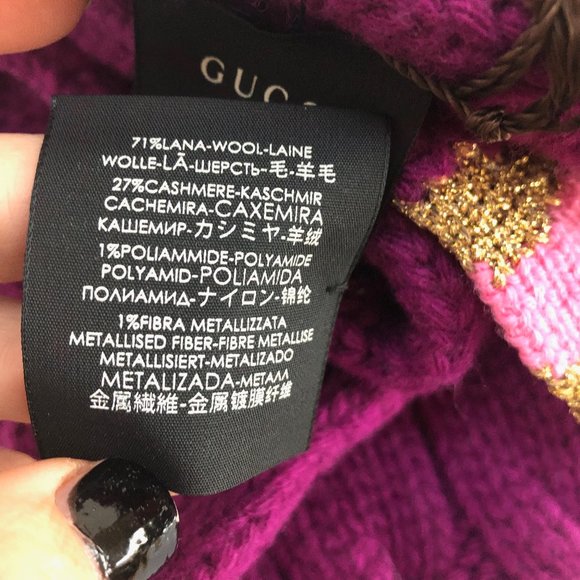 Gucci Cable Knit Scarf in Purple NEW WITH TAGS - Picture 3 of 4